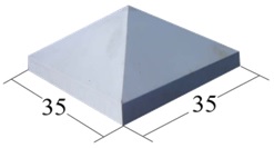 CORONACION PIRAMIDE 35X35   GRIS