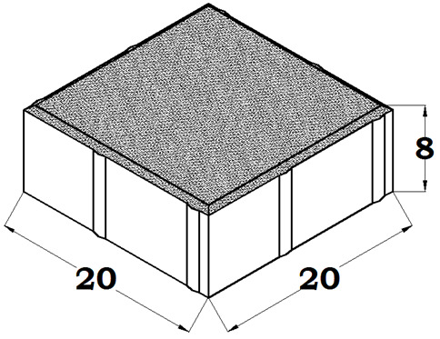 ADOQUIN BC 20X20X8 ROJOV