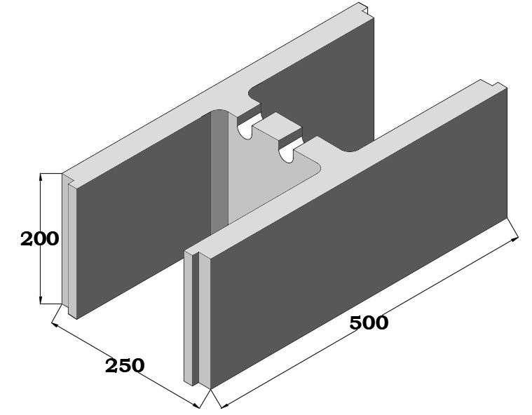BLOQUE ENCOFRADO 25X20X50  GRIS